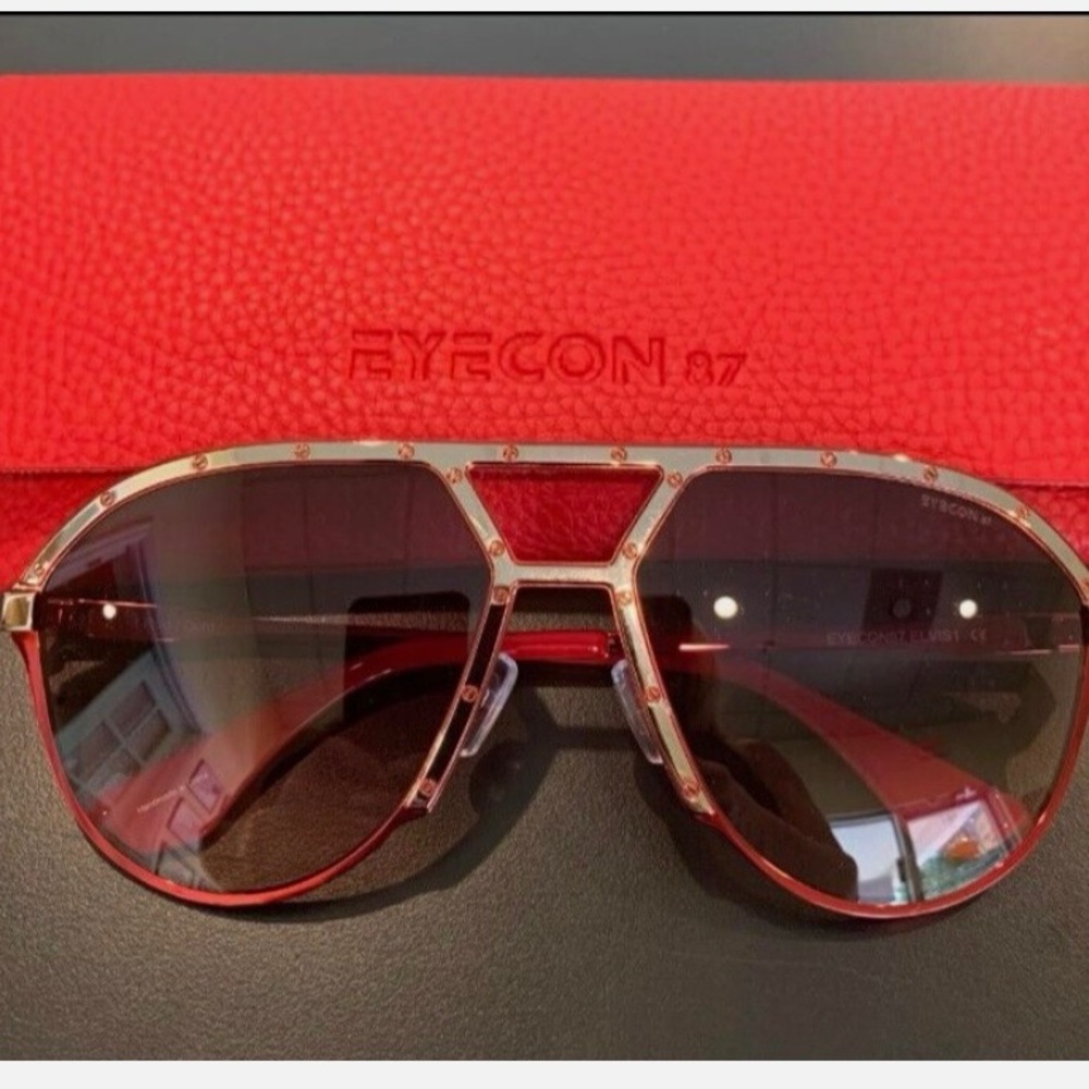 Eyecon 87 Red & Gold Aviator Sunglasses Alpina Style - Picture 4 of 9
